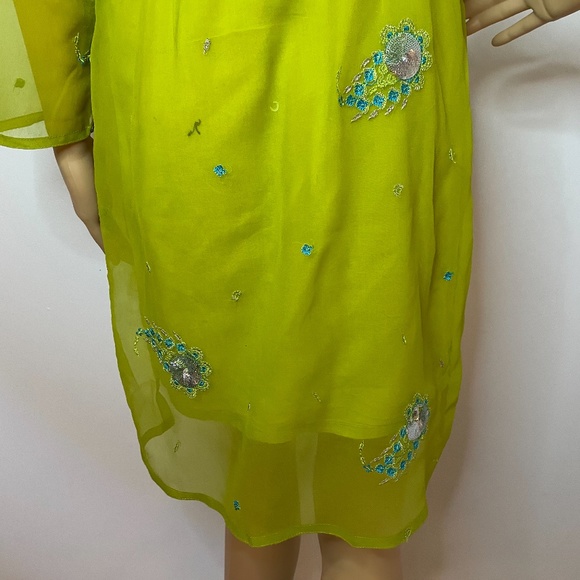 Handmade eastern lime green sheer vintage tunic! - Picture 12 of 13